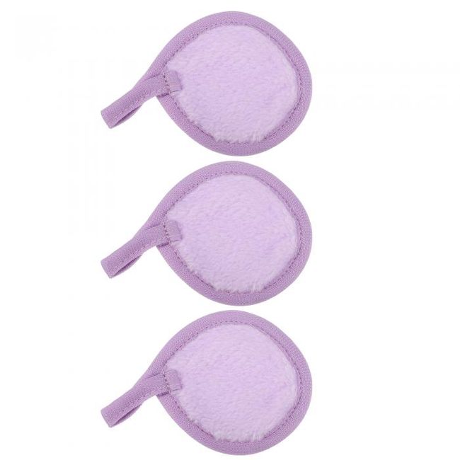 VOCOSTE Soft Flannel Pads Reusable Makeup Remover Eco Pads Facial Makeup Cleansing for Most Skin Types 3 Pieces Purple