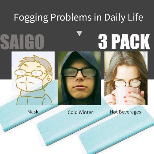 SAIGO Anti-Fog Cloth, Anti-Fog Wipes for Glasses, Microfiber Cleaning Cloth Wipes for Prevent Fogging Eyeglasses, Sunglasses, Camera Lens, Mirrors, Goggles and Other Delicate Surfaces
