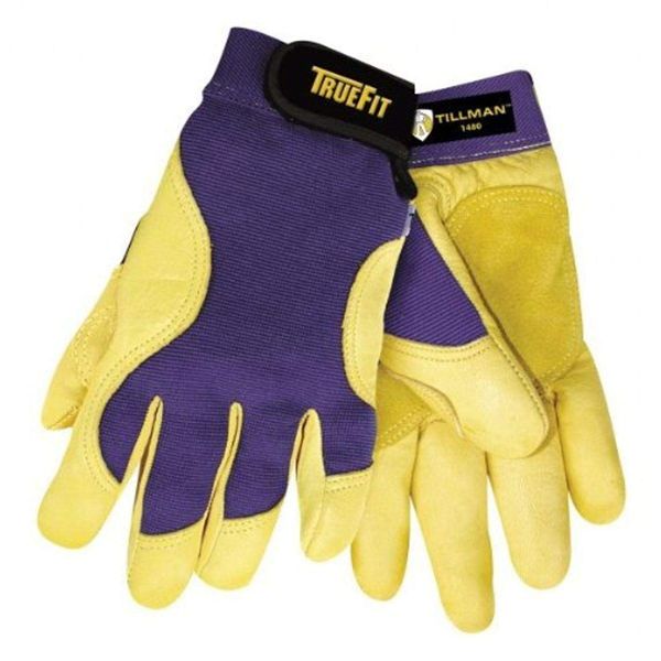 John Tillman 1480M Medium Blue/Gold True Fit Full Finger Top Grain Spandex/Deerskin Premium Mechanics Gloves