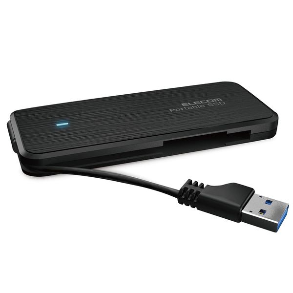Elecom ESD-ECA0500GBKR Portable SSD, 500 GB, USB 3.2 (Gen1) PS5/PS4 (Manufacturer's Operation Confirmed), Cable Storage, Data Recovery Service Lite Included, Black