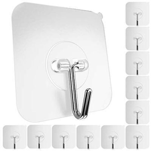 Adhesive Hooks Heavy Duty 22 lbs Robe Towel Hooks Waterproof 12 Medium Hooks