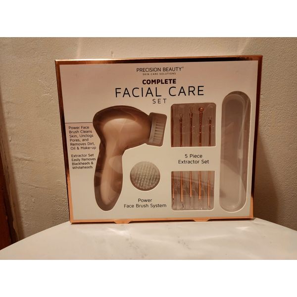 Precision Beauty Complete Facial Care Set | Face Brush + 5 piece Extractor set