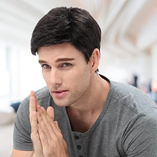 Short Black Mens Wig|Costume Wigs for Men|Synthetic Mens Wigs for Daily Use