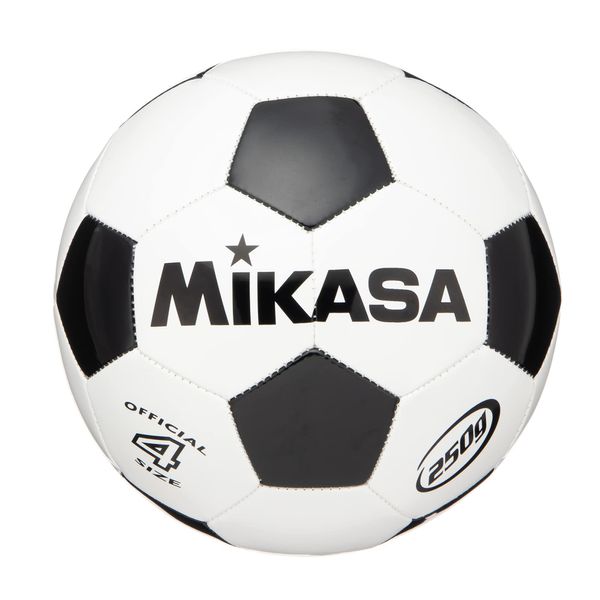 MIKASA Soccer Ball No. 4 (For Elementary School Students), Approx. 8.8 oz (250 g), White/Black, Sewn Ball, SVC403-WBK, Recommended Internal Pressure: 0.35 kgf/cm