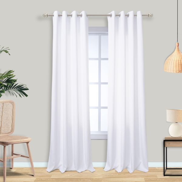 Mrs.Naturall White Curtains 84 Inches Long,Room Darkening Semi Blackout Curtains for Bedroom Living Room,52 by Size 84 Length