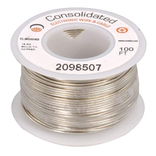 JAMECO VALUEPRO 3816-100 Tinned Copper Bus Bar Wire 18 AWG, Silver