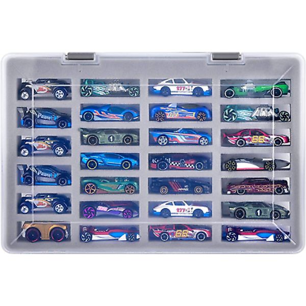 Hot Wheels Car Organizer Case - Holds 27 Cars, 4 Slot Sizes, Display & Carry