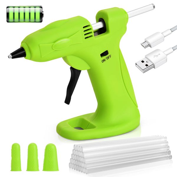 Cordless Hot Melt Glue Gun - USB Rechargeable 2600mAh Wireless Glue Gun with 30pcs Mini Glue Sticks - Battery Operated & Charger Hot Glue Gun Kit for Crafts DIY Arts Home Repairs