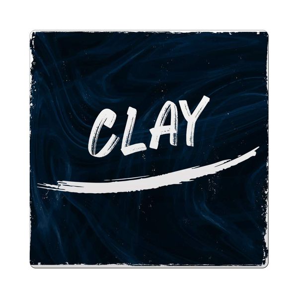 Makoroni - Clay Name Ceramic 4"x4" Drink Coaster Design #1 w/Cork Backing