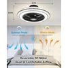 22 Inch Enclosed Bladeless Ceiling Fans with Lights and Remote, Dimmable LED Bri
