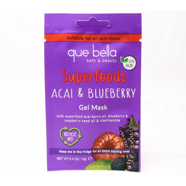 Que Bella Bath & Beauty Superfoods Acai & Blueberry Gel Mask for All Skin - 1ct