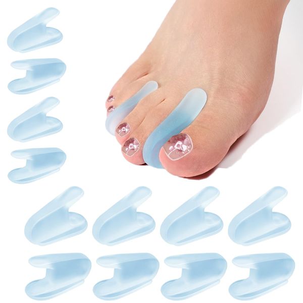 Reppkyh 12 Pieces Gel Toe Separator, Flared Toe Spacers for Overlapping, Silicone Hammer Toe Cushions for Overlapping Toes, Cushion Crest for Men and Women