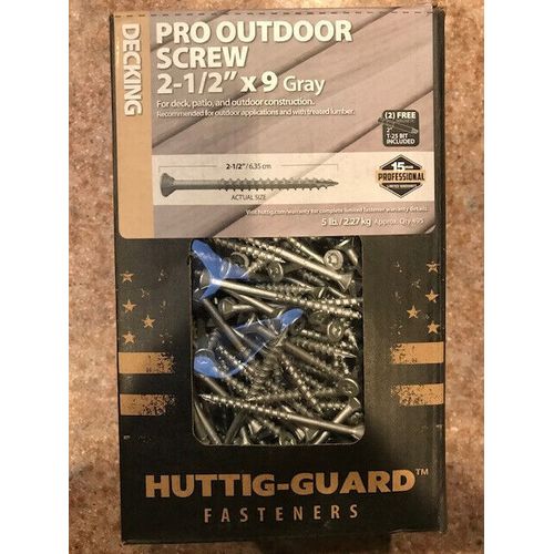 5 Pounds Huttig-Guard 2.5" Pro Outdoor Decking Screws w/two T-25 Star Drive Bits