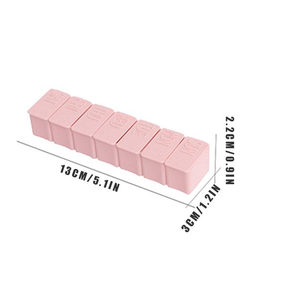 shunbang yuan Pill Box 7 Days Pill Organiser,7 Grids Weekly Pill Cases with Braille Portable Plastic Storage Boxes Organizers,2pcs, Pink