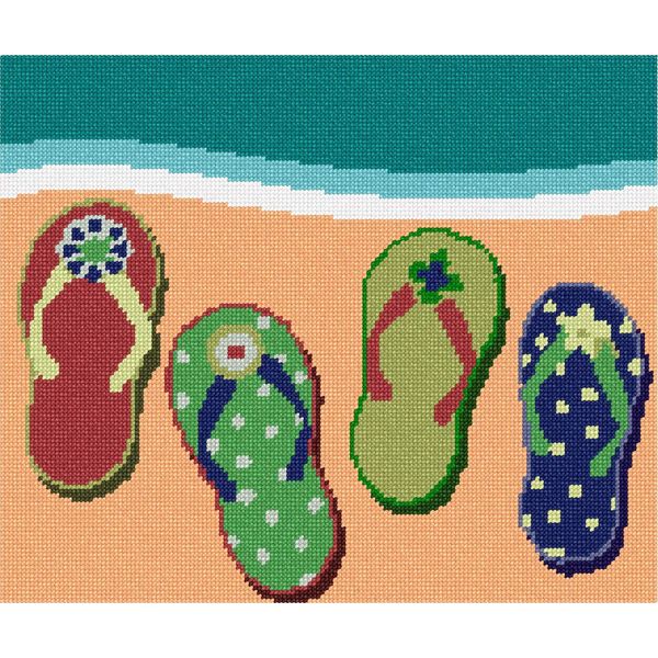 Pepita Needlepoint kit: Flip Flops, 12" x 10"