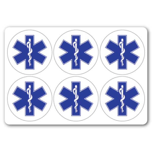 STAR OF LIFE SYMBOL health and safety signs Stickers  6No 100x100mm