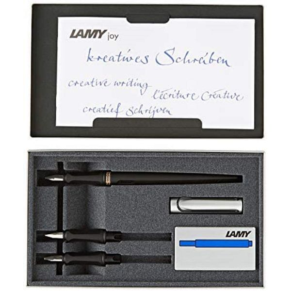 Lamy Joy AL 011 Calligraphy Set in Black and Aluminium with Black Ink Cartridges