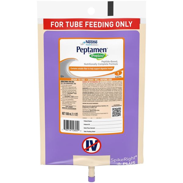 Nestle Peptamen with Prebio 1 Tube Feeding Formula Unflavored 1000 mL 6 Ct