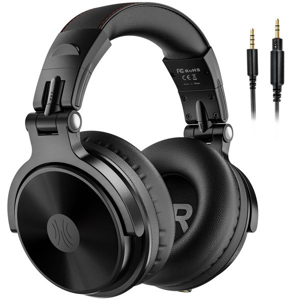 OneOdio Bluetooth Kopfhörer Over Ear,110 Std Spielzeit Kopfhörer Kabellos Bluetooth, HiFi Stereo, Eingebautes Mikrofon, Faltbares Wireless Headphones mit 50mm Treiber für Handy/Laptops/PC,Schwarz