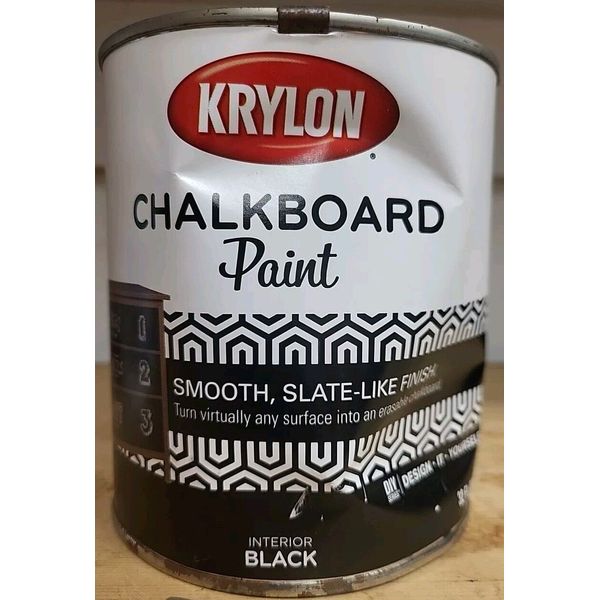 Krylon Interior Chalkboard Paint Smooth Slate Like Finish Black 1qt DIY Erasable