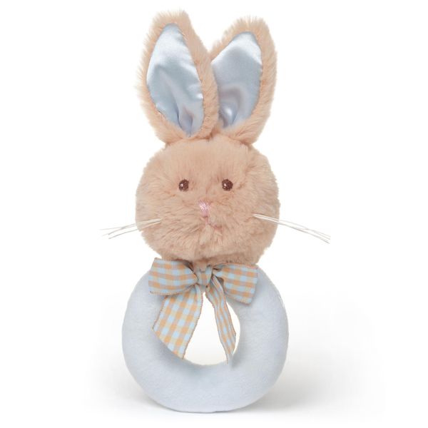 Bearington Baby Lil’ Bunny, 5.5 Inch Plush Bunny Rabbit Stuffed Animal, Soft Baby Rattles and Plush Rings, Baby Gift