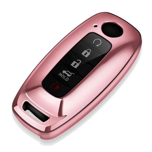Tukellen for Nissan Key Fob Cover Soft TPU Full Protection Key Shell Key Case Compatible with 2023 2024 2025 X-Trial Kicks Rouge Pathfinder Key Shell 3-5Button (Pink)