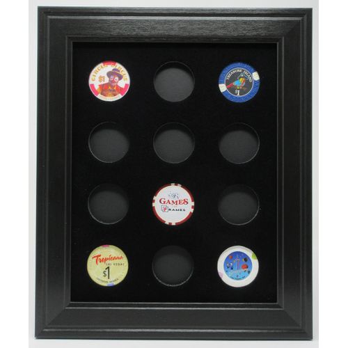 Tiny Treasures 12 Casino Poker Chip Picture Display Wall Frame (Chips NOT Included) Made in USA