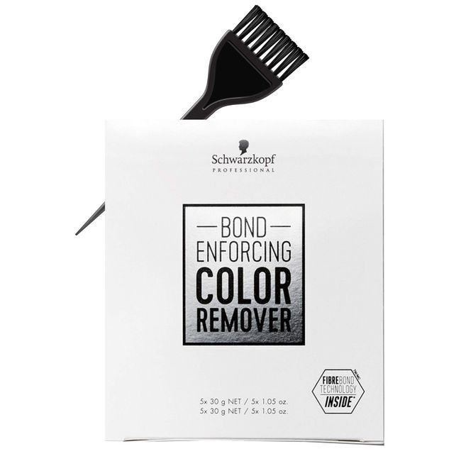 Schwarzköpf Professional Bond Enforcing Color Remover - 5 Count (w/ Sleekshop Stinaface Tint Brush) Haircolor Dye Hair Color Reduction Remove (5 x 1.05 oz)
