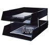 5 Star Black A4 Plastic Letter File Trays, Including Risers. (2 Trays/1 Riser Set)
