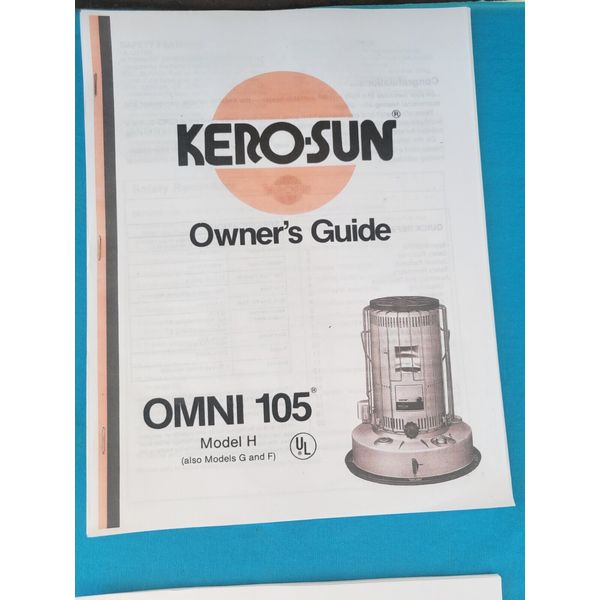 KEROSUN OMNI 105 F,G,H KEROSENE HEATER MANUAL OWNERS /PARTS & *FREE* WICK  GUIDE