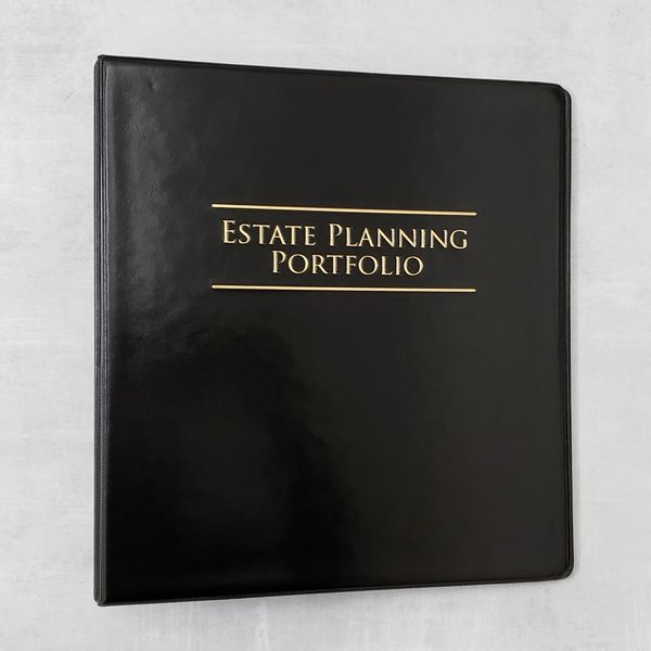 Estate Planning Portfolio 3-Ring Binders – Leather Like Feel with Gold Debossed Title. Tab Dividers and Sheet Protectors Included. (1 1/2" Capacity, Estate Planning Portfolio, Black)