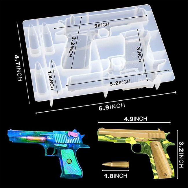 3D Gun Toy Pistol Shape Epoxy Resin Silicone Moulds Chocolate DIY