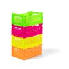 Ay-Kasa Folding Crate, Sturdy Folding Box, Plastic, Stackable, Neon Pink, Mini (27 x 17 x 11 cm)