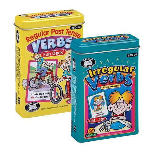 Super Duper Publications | Regular Past Tense Verbs and Irregular Verbs Fun Deck Cards Bundle | Educational Learning Resource for Children