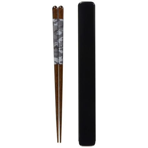 Ishida 651264 Wakasa Chopsticks Case, 8.7 inches (22 cm), Bento Chopsticks 8.3 inches (21 cm) Set, Wild Safari Combi, Gray, Dishwasher and Dryer Safe