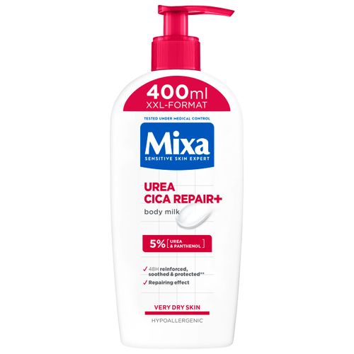 Mixa Urea Cica Body Lotion XXL, with Urea & Regenerating Panthenol, Soothing & Protective Body Milk, for Dry Skin, Highly Compatible, Prevents Skin Irritation from Urea Cica Repair+, 400 ml