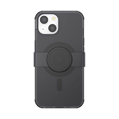 PopSockets iPhone 14 Case with Phone Grip and Slide Compatible with MagSafe, Phone Case for iPhone 14, Wireless Charging Compatible - Transluscent Black