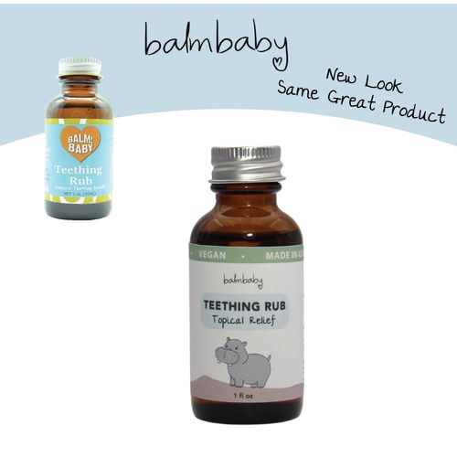 Balm Baby Teething Oil Rub - Baby Teething Relief - Vegan, All Natural & Organic Teething Aid with Chamomile & Clove - Gentle, Safe & Effective - 1 oz Glass Bottle - Plastic Free