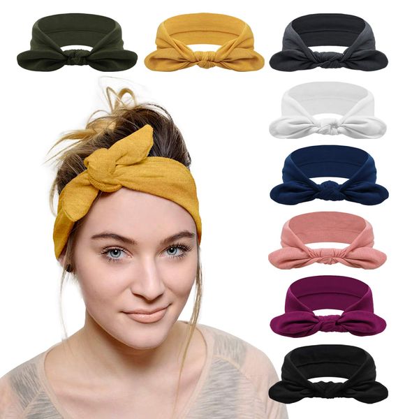 DRESHOW 8 Stück Damen Turban Stirnbänder Headwraps Haarbänder Bögen Haarband Zubehör Stirnband für Frauen