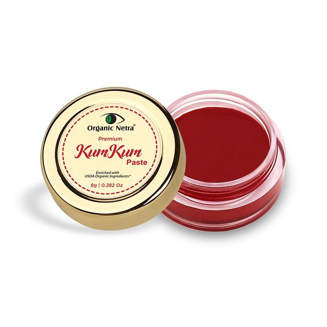 Organic Netra Sindoor/KumKum Paste - 100% Chemical Free, All Natural, No Lead, No Mercury, No Parabens, Water Resistant - 8 gm (RED)