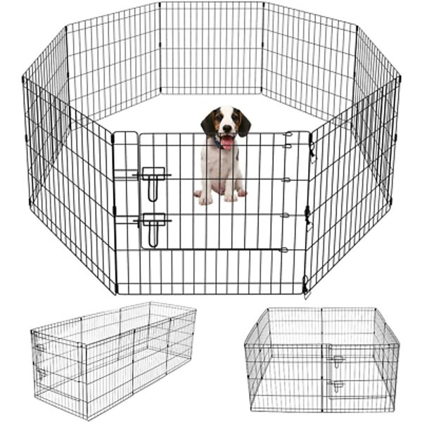 Pet Playpen Puppy Playpen Kennels Dog Fence Exercise Pen Gate Fence Foldable Dog