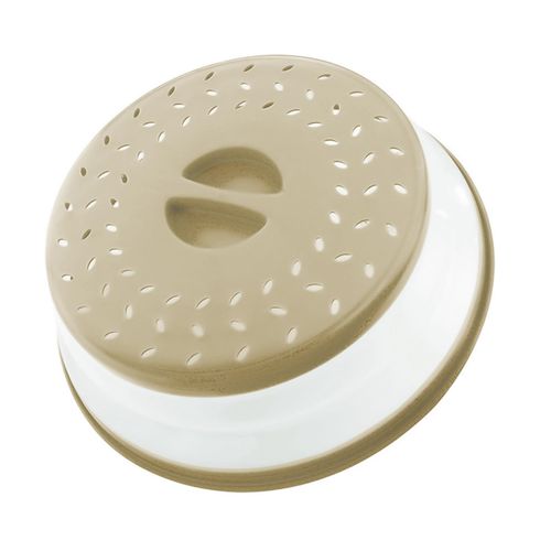 Collapsible Microwave Splatter Cover, Microwave Plate Cover With Steam Vent(10.5 IN,Old beige)