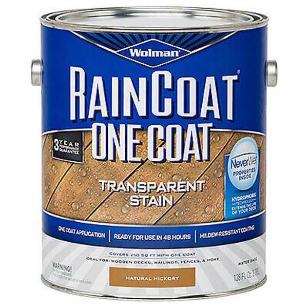 Wolman 288334 Raincoat 1-Coat Transparent Exterior Wood Stain, Water Based,