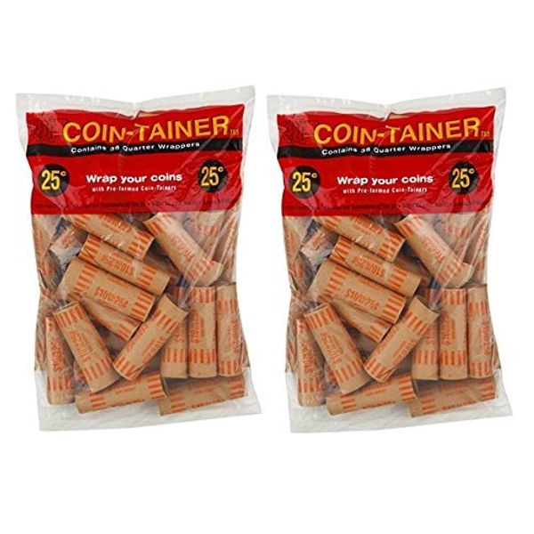 ATB 72 Pcs Preformed Quarter Tubes Paper Coin Wrapper Shotgun Roll