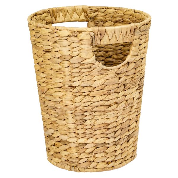 HMF Waste Paper Bin, Office Waste Bin, Braided from Water Hyacinth, Round, 25 cm Diameter, 30 cm Height
