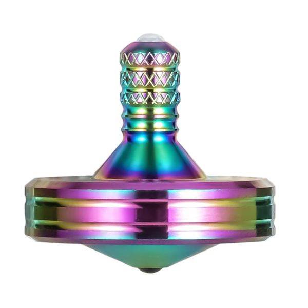 LOQATIDIS Precision Metal Spinning Top, The Easiest to Spin, Long Spin time Exceed 8 Mins, Support Handstand Rotation, Kill Time Relief Stress ADHD Anti-Anxiety Fidget Toys (L, Colorful)