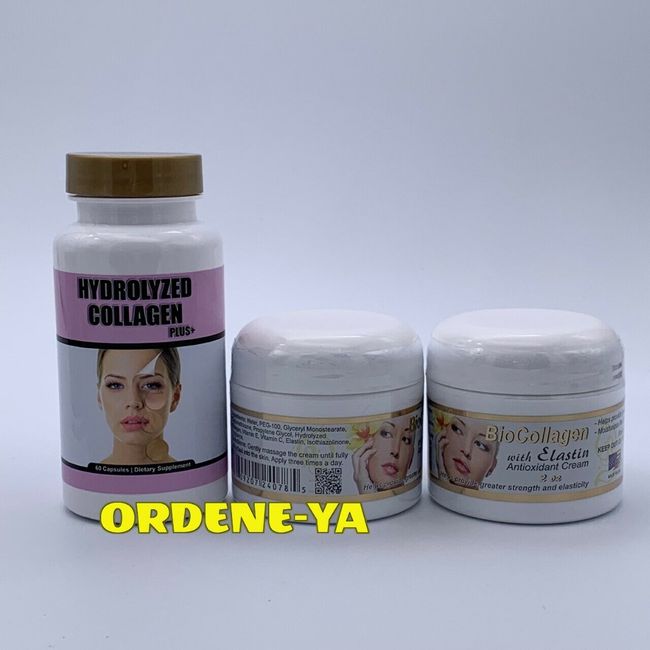 1 Hydrolyzed Collagen Caps + 2 Biocollagen Cream With Elastin Antioxidante Cell