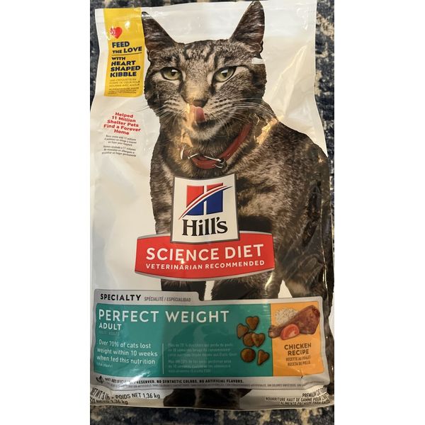 Perfect Slimming Adult Dry Cat Food 3 Lbs Bag Hills Science Diet