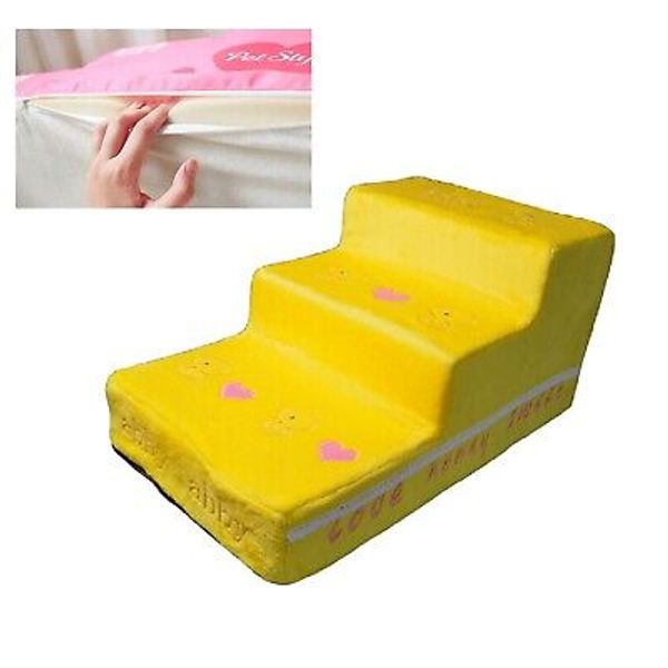 3 Steps Puppy Couch Indoor Step Stool Portable Pet Stairs Yellow Duck Easy-Clean