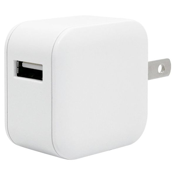 RACA2A02WH USB Type-A 2.4A AC Charger, Universal Smart IC Included, Compact, Compatible with iPhones, Tablets, White
